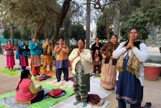 Group yoga session